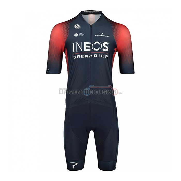 Abbigliamento Ciclismo Ineos Grenadiers Manica Corta 2022 Rosso Blu